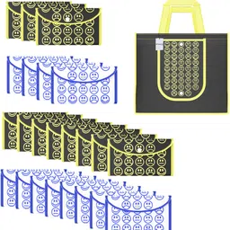 homestic Pack of 24 Smile Foldable Shopping Bags For Women | Black Yellow & White Blue Pack of 24 Grocery Bags-picture-52