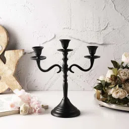 voidrop Three Arm Candelabra Black Aluminium Candle Holder image 2