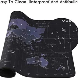 Inovera World Map Anti-Slip Desk Mat Rubber Stitched Mouse Pad Computer (Black, Medium) Mousepad image 5