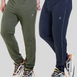 btmz Pack of 2 Men Solid Dark Blue, Green Track Pants-picture-17