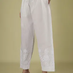 Embroidered, Solid Cotton Women Harem Pants-image-6