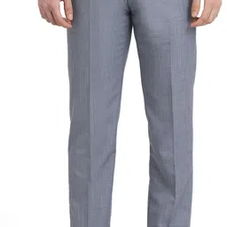 park avenue Men Slim Fit Light Blue Viscose Rayon Trousers-picture-11