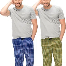 woxo Pack of 2 CHECKERD PAYJAMA Men Pyjama-picture-16