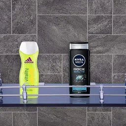 impulse by plantex Premium Black Glass Shelf for Bathroom/Wall Shelf/Storage Shelf(15x6 Inches) Glass Wall Shelf image 2