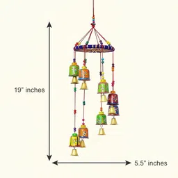 vanshika collection bell on ring 7 showpiece decorative door wall window hanging bell Wood Windchime image 4