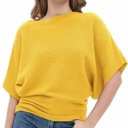 rahi trendz Casual Balloon Sleeve Self Design Women Yellow Top-picture-11