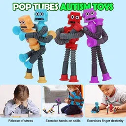 littlelovik New Bendable Telescopic Robot, Shape Changing Suction Cup Toy(Pack of 2), image 4