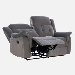 casacraft from pepperfry Norton Velvet 2 Seater Manual Recliner In Grey Colour image 5