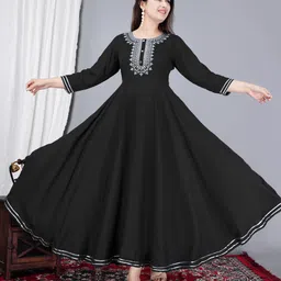 nikhat Women Solid Viscose Rayon Anarkali Kurta-picture-16