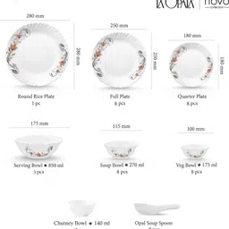 laopala Pack of 46 Opalware Scarlet Bloom Dinner Set image 3