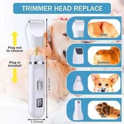 DVIMART 4 in 1 Dog Grooming Kit with Low Noise Trimmer and USB Rechargeable Design Trimmer 90 min Runtime 16 Length Settings image 2