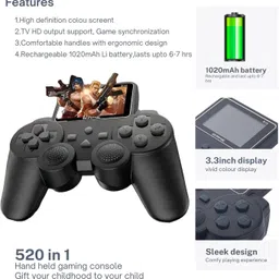 S10 Handheld Video Game Console for Kids – 520 in 1 Retro Classic Sup Games Black Edition image 2