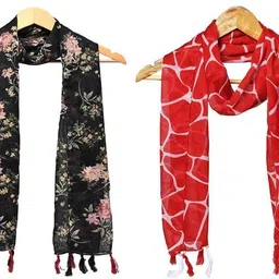 stolevilla Printed Chiffon Women Multicolor Scarf, Stole, Fancy Scarf-picture-34