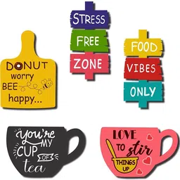 asmi collections Printed Tea Food Quotes Funny & Intellectual Fridge Magnet Pack of 5 image 2