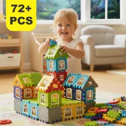 House Building Blocks - 72+ Pieces Creative STEM Learning Toy for Kids-image-102
