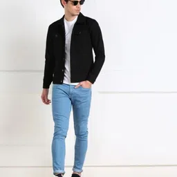 emmy word Men Solid Denim Jacket image 3