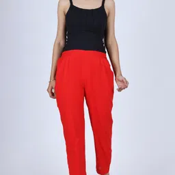 mirayya Women Regular Fit Red Cotton Blend Trousers image 3