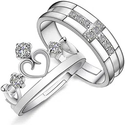 heeer collection Couple ring silver plated for men & women Alloy Silver Plated Ring image 2