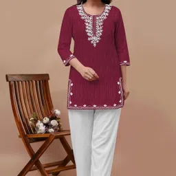 Women Cotton Blend Kurti Palazzo Set-image-15