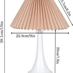 glowhere Farmhouse Matte Table Lamp, Pleated Beige Shade, E27 Bedside & Living Room Table Lamp image 3