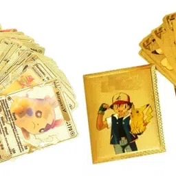 Waterproof 55pcs Pokemon Gold Card with 10 pc Booster Pokemon Playing Cards-image-2