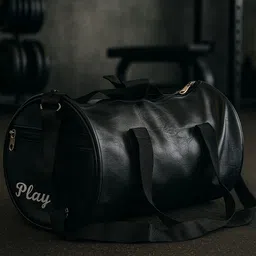 infinite 30 L Gym Duffel Bag - Faux Leather Duffel Gym Bag, Duffel Sports Bag, Cylindrical Bag - Black image 3