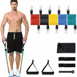 RESISTANCE BAND SET 5 Level Resistance Bands Set toning tube Fitness Accessory Kit Kit-image-9