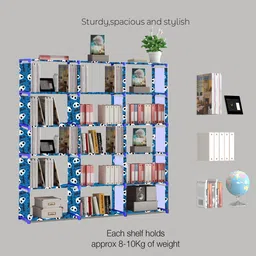 furure 15 Layer Multipurpose Portable SpaceSaving Cloth/Shoe/Books Shelf Home & Office Metal Open Book Shelf image 2