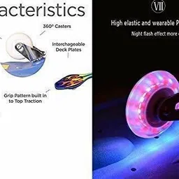 countrylink Alloy Made Heavy Duty Wave Board, Two Wheel Skate Board for Boys and for Girls Skating Purpose Flash Colorful Lights on Plastic Wheels, ( Color & Design May Vary ) 35 inch x 5 inch Skateboard image 2