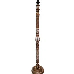 homesake Royal Carving Antique White Finish Wooden Floor Lamp with Khadi Shade image 5
