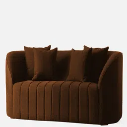 casacraft from pepperfry Baiwang Velvet 1 Seater Sofa in Brown Colour image 3
