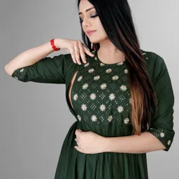 sheladiya Women Fit and Flare Green Midi/Calf Length Dress-picture-24