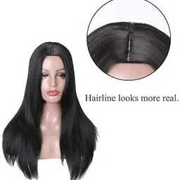 hamsri Women Straight Long Full Head Wig Black (24 Inch)-N Hair Extension image 3