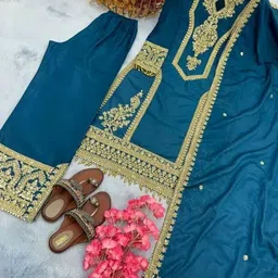 s.b.creation Women Pure Silk Kurta Pant Attached Dupatta Set image 4