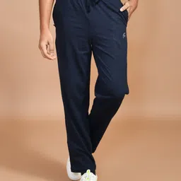 skyknit Men Solid Dark Blue Track Pants image 3