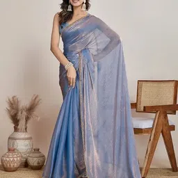 drapevilla Solid/Plain Bollywood Silk Blend Saree image 4