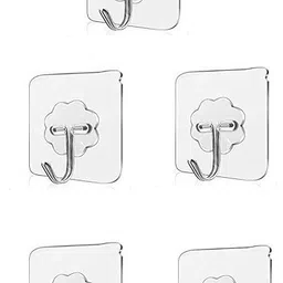 housecarein PVC Transparent Hooks for Bathroom Without Drill, FLOWER pack of 5 Hook 5-picture-17