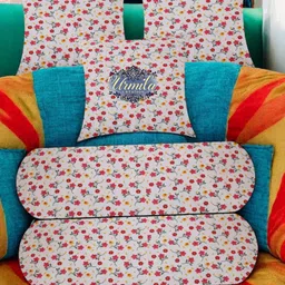 urmila creation 2 Bolster 3 Cushion Microfibre Floral Bolster Pack of 5-picture-19