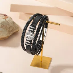 rajwanti collection Tree of Life Bracelet for Men, Real Leather Men's Bracelet, Bracelet for boys Men Wrist Band-picture-11