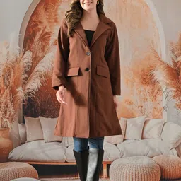 shakuntlam fashion house Women’s Fleece Long Overcoat for Winter, Solid Coat For Women-picture-16