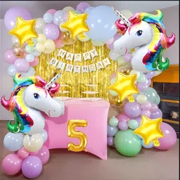 groovy dudz 5th Unicorn Theme Birthday Decoration Combo Kit for Girls (Set of 67)-picture-16