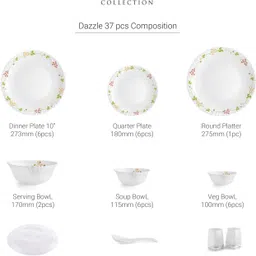 cello Pack of 37 Opalware Dazzle Secret Garden 37 pcs Dinner Set image 4