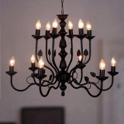 fos lighting Black Italian 2 Tier 6+6 Lights 23 Inch Steel Chandelier Ceiling Light-picture-38