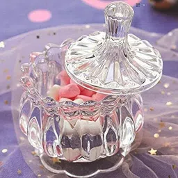 stomaki Glass Candy Bowl Mall Glass Candy Bowl Crystal Glass Candy Lotus Shape jar Serving Bowl image 5