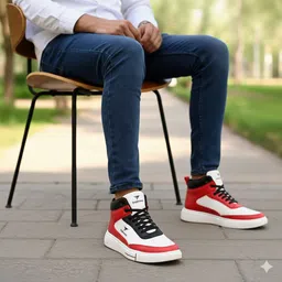 englewood White and Red Sneakers Shoes | Shoes for men Sneakers For Men image 3