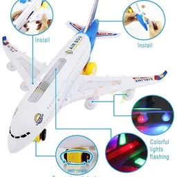 haulsale Musical AeroPlane Airbus Bump & Go Action Toy with Sound & Light-402-picture-16