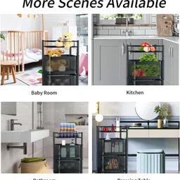 flipkart smartbuy 5 Layer Kitchen Trolley Storage Rack Square Design Fruits & Vegetable Basket Iron Kitchen Trolley image 3