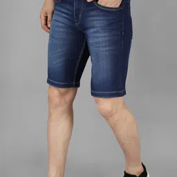 wanted Solid Men Denim Blue Denim Shorts image 4