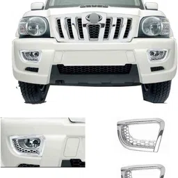 autozone Fog Lamp Show Cover Chrome Finishing Suitable For Mahindra Scorpio (2009-2013) Chrome MAHINDRA Scorpio Front Garnish-picture-44