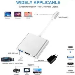 TECHGEAR 3 in 1 Type C USB Hub/Type C Hub /USB C to HDMI Adapter, HD 4K HDMI USB Adapter image 2